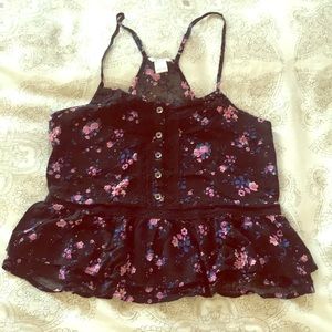 Black floral crop top